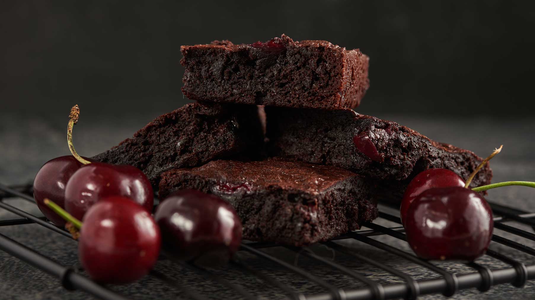 Protein brownies with cherries