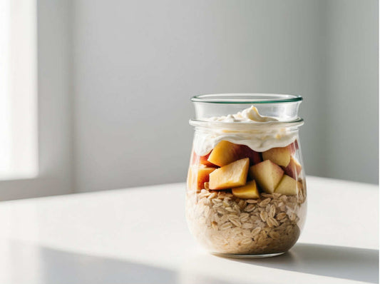 🍑 Maple Brown Sugar Peach Overnight Oats (36g protein!) 🍁