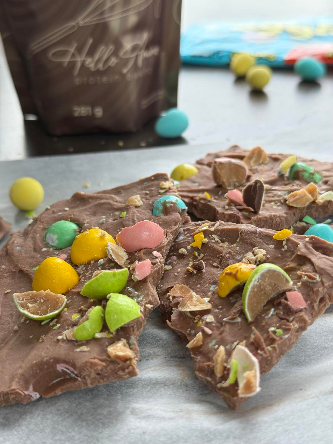 Chocolate Peanut Butter Reese's Protein Yogurt Bark