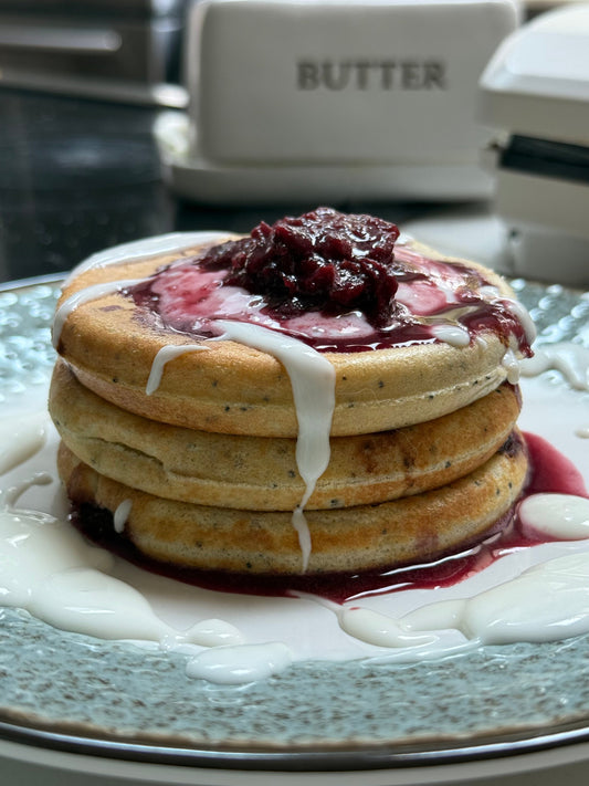 🍒 High-Protein Cherry Pancakes with Icing: Your New Weekend Ritual