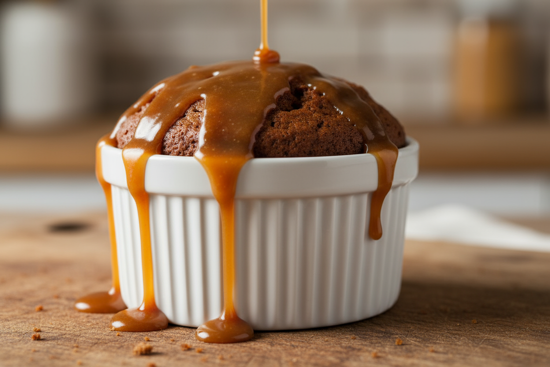 🍰 Single-Serve Gingerbread Protein Cake with Maple Caramel Drizzle