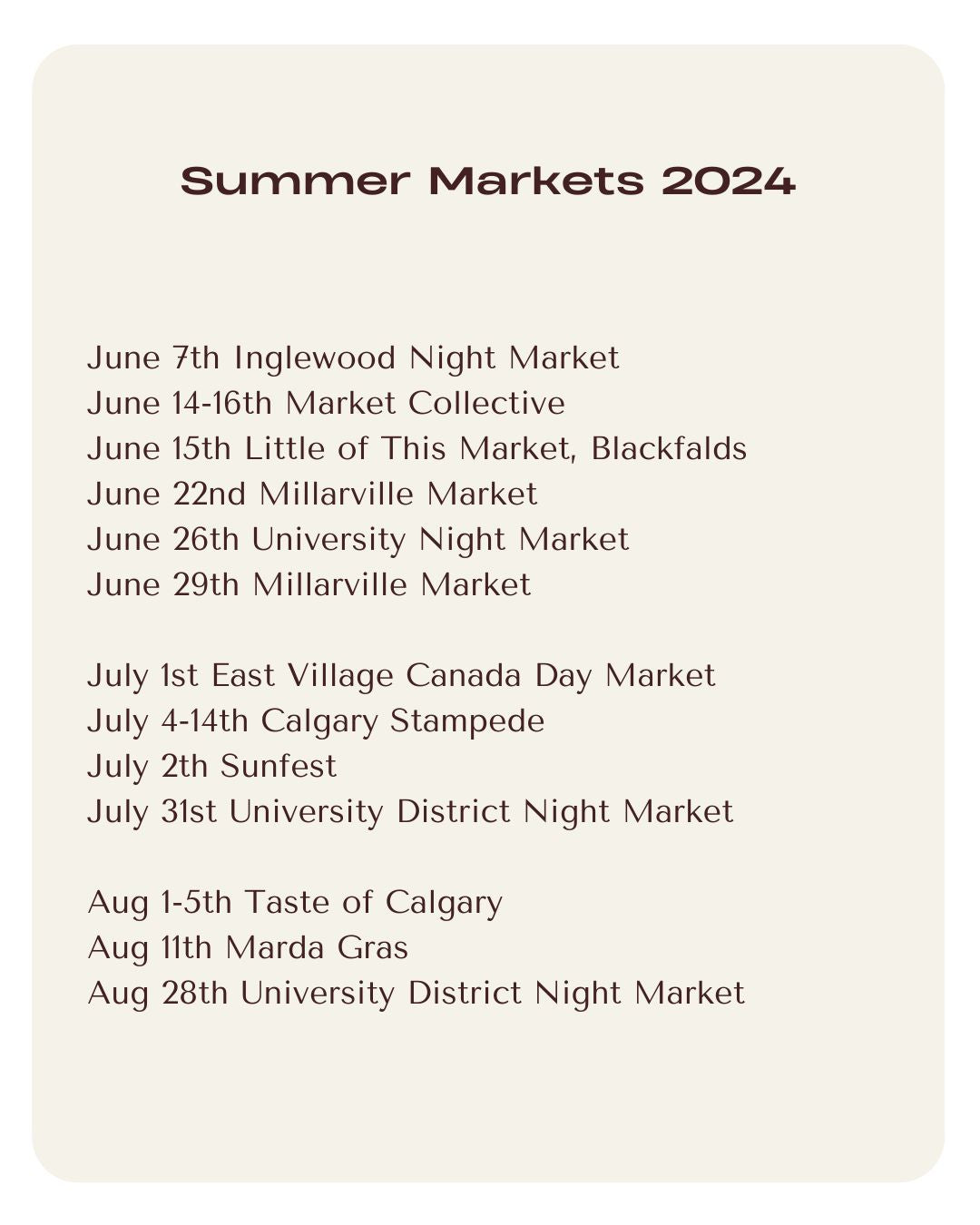 Where to find us this Summer!