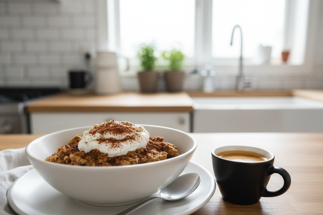 🍰☕️ Tiramisu Baked Oats (High-Protein, Single-Serve Recipe)