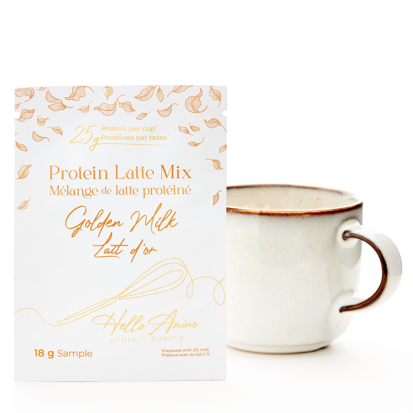 Single serving golden milk protein latte mix